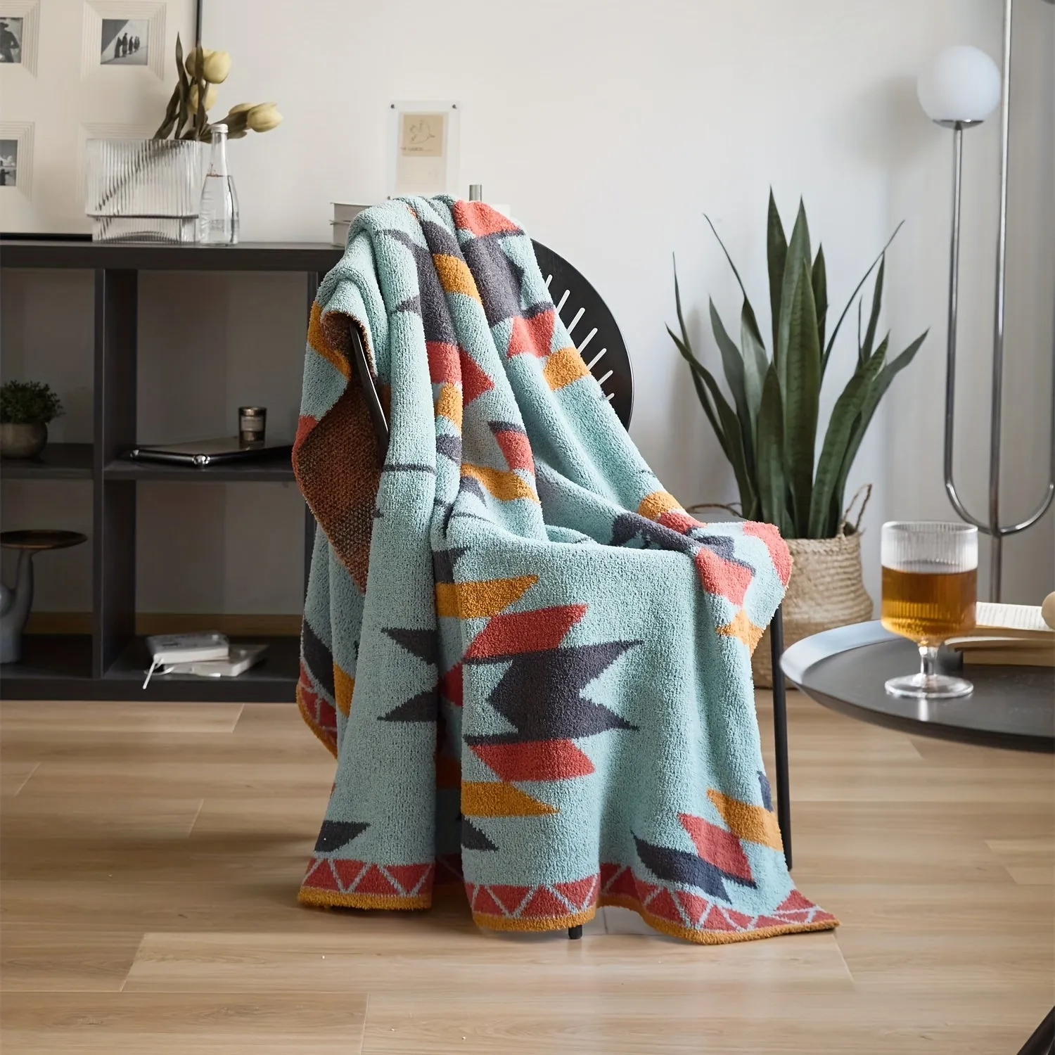 1pc Geometric Knitted Throw Blanket, Sofa Blanket Shawl Blanket Air Conditioning Throw Blanket Soft Package Matching Car Blanket Picnic Blanket