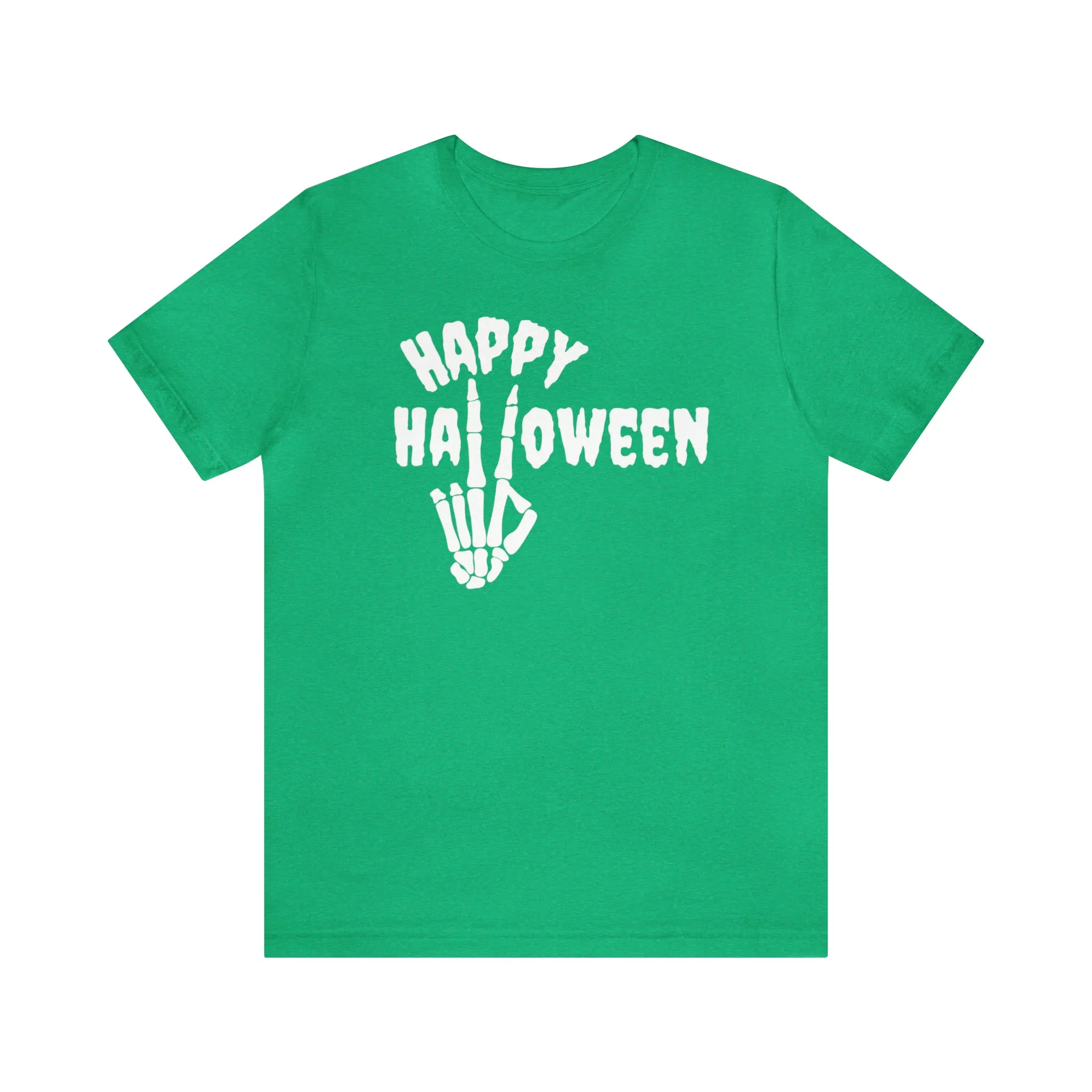 Happy Halloween T-Shirt | Skeleton Peace Sign Tee |  Bella Canvas 3001Unisex | Funny Short Sleeve Tshirt